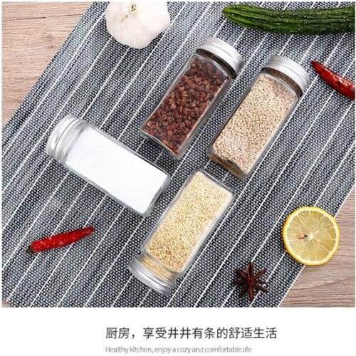 10pcs Household kitchen square glass seasoning bottle pepper perforated bottle MSG salt seasoning sub-bottle Spice Jar sticker
