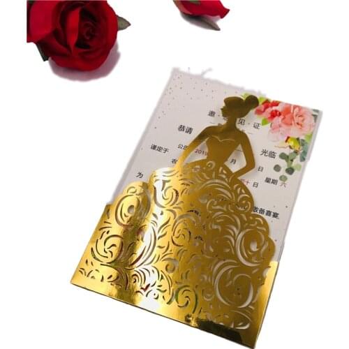 1X Invitation Cards Crown Glitter Wedding Invitations Cards For girls Birthday Party Sweet 15 Quinceañera Invite Bridal Shower