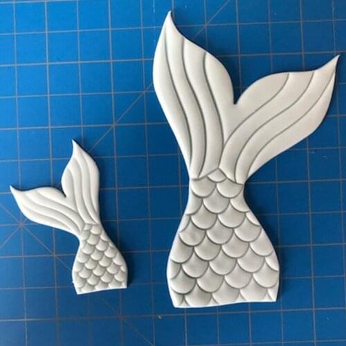 2pcs/set Plastic Mermaid Fish Tail Biscuits Cutter Mold Cake Decorating Tools DIY Fondant Cake Cookies Chocolate Baking Mould