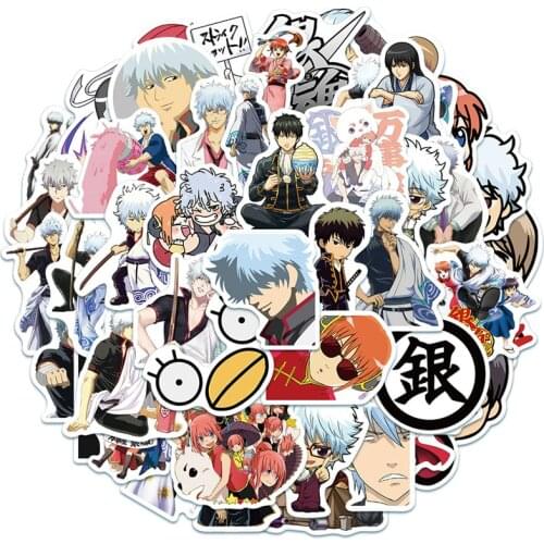 50Pcs/set Funny Anime GINTAMA Stickers Cartoon Toys For Children Motorcycle Luggage Laptop Bicycle Skateboard Pegatinas Sticker
