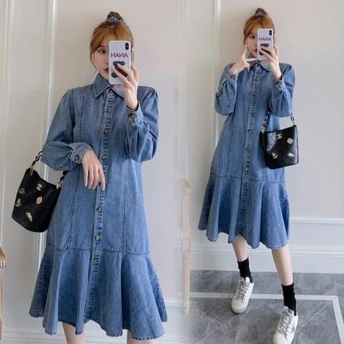 6660# Maternity Clothes Spring Autumn Cotton Long Sleeve Loose Stylish A Line Dress for Pregnant Women Mom Dress