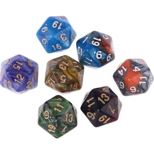 7pcs D20 Polyhedral Muti-sided Dice Numbers Dials Table Board Role Playing Game for Bar Pub Club Party