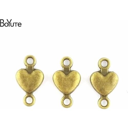 BoYuTe (100 Pieces/Lot) 15*8MM 3 Colors Zinc Alloy Materials Heart Connector for Jewelry Accessories Parts Diy Handmade