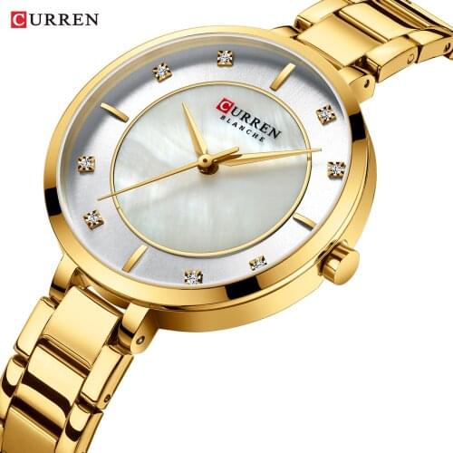 New Ladies Watch 2019 CURREN Women Exquisite Casual Dress Quartz Watches Gold Steel Strap Rhinestone Dial Female Gift