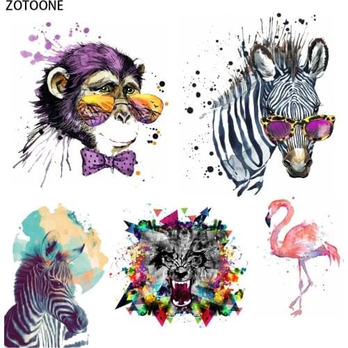 ZOTOONE Ink Painting Animals Patches for Clothing Patch Applications Iron on Heat Transfer Applique on Clothes Thermo Stickers E