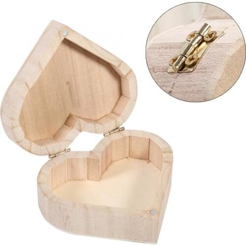 Wooden Heart Shaped Storage Box, New Lovely Jewelry Storage Box Packing Carrying Bag Craft Decoration Wooden Ring Holder Box