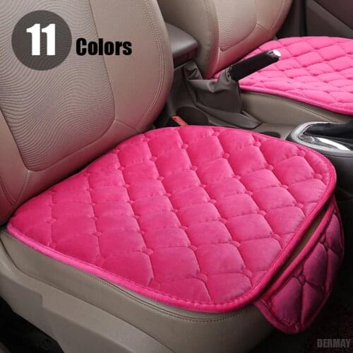 DERMAY 1Pcs Plush Car Seat Covers Protector Driver Chair Pad Car-styling Velvet Winter Warm Seat Cushion Auto Accessories