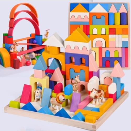 Toddler Playset Montessori and Waldorf Inspired Rainbow Wooden Toys Colorful Rainbow Blocks Rainbow Stacker Toy for Infant