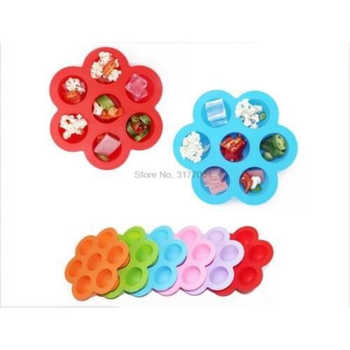 DHL 20set Multifunction Safety Silicone Flower Lattice Food Container Fruit Breastmilk Storage Box Freezer Tray Cup Cake Mold