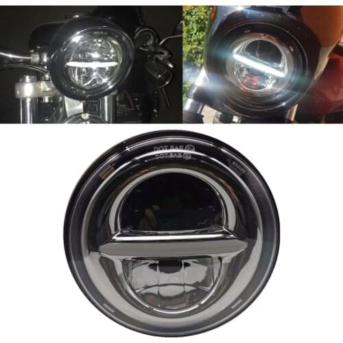 Motorcycle Headlight 5.75'' Moto LED Headlights DRL Angel eye Lights 5-3/4" H4 Universal Motorbike Projector Iron 883 Headlamp