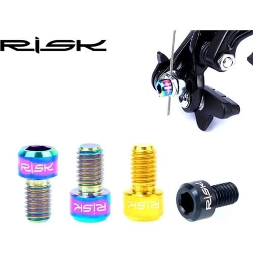 RISK Bicycle Brake Cable Fixed Screws 2Pcs M6x10mm Ti Alloy MTB Road Bike Inner Brake Lines Pressing Bolts Cycling Parts