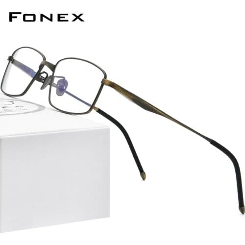 FONEX Pure Titanium Glasses for Men Square Prescription Eyeglasses Frames 2020 New Male Vintage Optical Korean Eyewear 8556