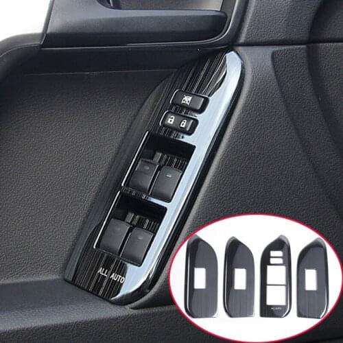 4pcs For Toyota Land Cruiser Prado FJ150 2010-2020 Black titanium Window lift panel switch cover trim Car Accessories