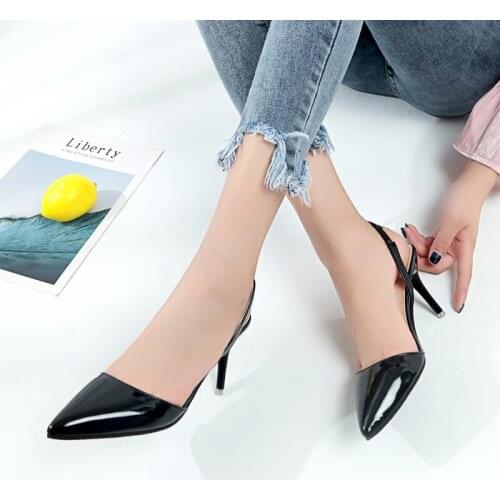 2020 HOT sale fashion Women Shoes Pointed Toe Pumps PU Leather Dress High Heels Shoes Wedding Shoes women Zapatos Mujer U22-36