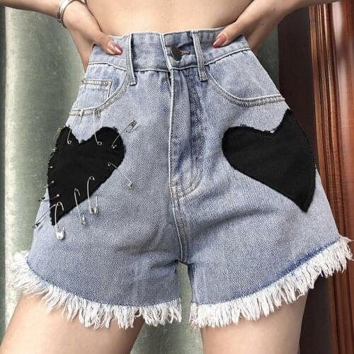 2021 New High Waist Sexy Slim Loving Patch Denim Shorts Short Denim Skirt Mini Denim Skirt