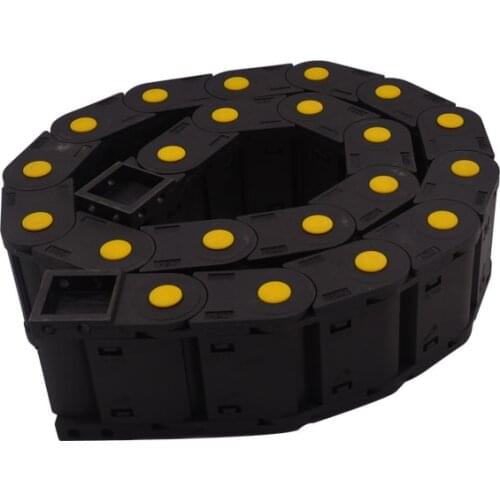 Plastic 20mmx50mm drag chain with end connectors 1000mm engraving machine cable yellow fully enclosed four side can open 20x50