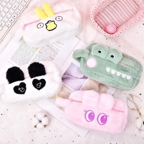 Plush Pencil Case Pen Pouch Plush Kawaii Zipper Bags Cosmetic Make Up Organizer Pouch School Office Stationery Supplies