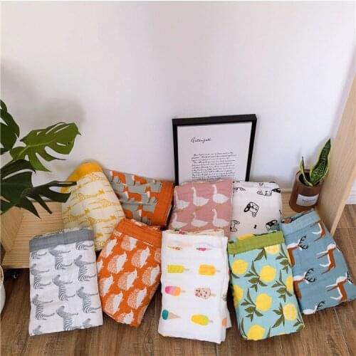 Instagram Popular Fabulous Baby Cartoon Animal Printing Blanket Children Panda Soft Organic Cotton Gauze Bath Towel Newborn Wrap