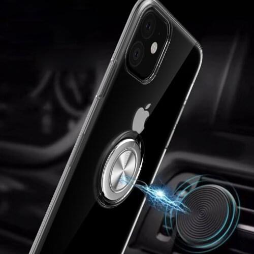 Transparent Soft Silicone Clear Case For iPhone 12 11 Pro Max Mini XS XR SE 2020 X R 8 7 Plus Phone Cover With Ring Holder Stand