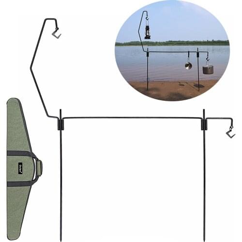 Qvien Camping Triangular Rack Cookware Lamp Pot Holder Hanger Bracket Folding Iron Hanging Rack Outdoor Hiking Camping Equipment