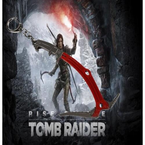 Tomb Raider Keychain Lara Croft Climbing Axe Key Chain Game Jewelry Prop Cosplay Keychain Fashion Ornaments Trinket Keyholder