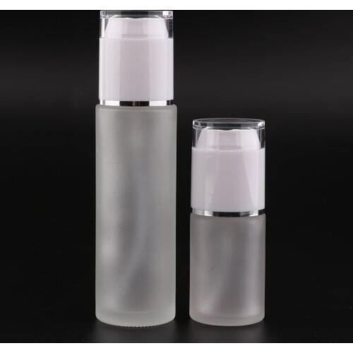 2 Pcs 30ml/80ml Glass Empty Bottles with Pump, Travel Cosmetic Bottle Dispenser,Great for Refill Cream/Serum/Skin Care/Lotions