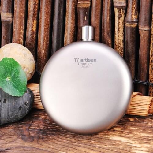 Tiartisan Titanium Curve Flask for Liquor for Men Pocket Hip Flask with Funnel Whiskey Flask 180ml/6 oz for Outdoor Camping 8609