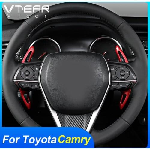 Vtear For Toyota Camry Stainless steel interior Paddle shifter cover extend shift styling decoration accessories car parts 2020