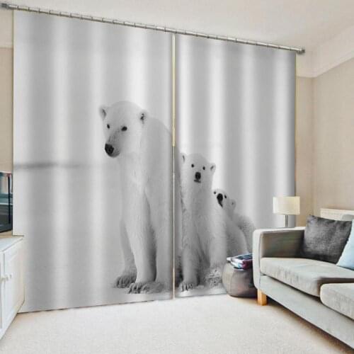 2 Panel Printed Window Curtain animal Bedroom living room windproof thickening blackout curtain
