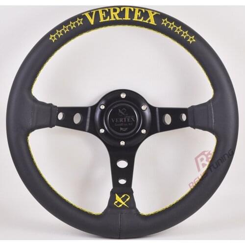 Universal Green/Yellow Embroidery 320mm Deep Dish Sport Race Car Racing Vertex Steering Wheel