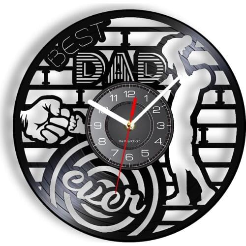 Best Dad Ever Vintage Wall Clock Fathers' Day Gift Paternal Love Family Affection Vinyl LP Wall Watch Home Non-Ticking Decor
