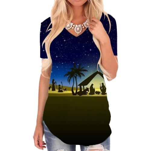 Giyu Brand Galaxy T-shirt women Christian V-neck Tshirt Animal Shirt Print Coconut Tree T-shirts 3d Womens Clothing Punk Rock