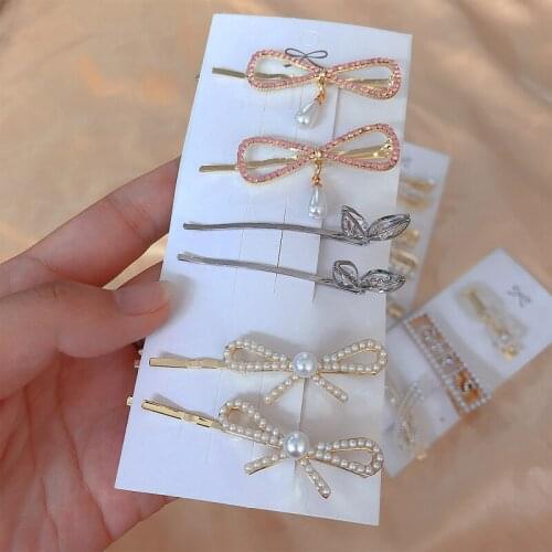 Morkopela Rhinestone Butterfly Hair Clip Pearl Hairpins Girl Sweet Letter Hair Pin Pineapple Clips Forks Sticks for Women