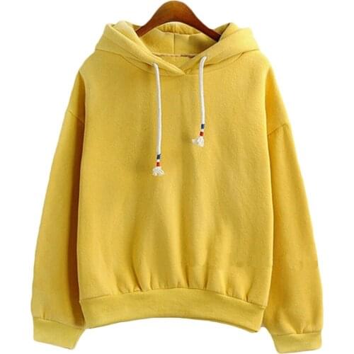 Women Hoodies Sweatshirts New Hot Sale Candy 10 Color Long Sleeved Thick Casual All-match Solid Leisure Hooded Hoodie Loose Tops
