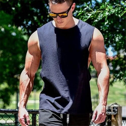 2021 New mens muscle solid color base vest sports fitness vest multicolor cotton shirts men tops