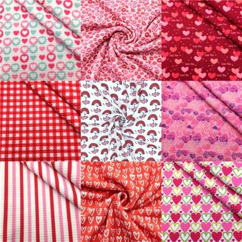 1/2yards Love Heart Printed Bullet Texture Liverpool Polyester Jersey Spandex Fabric for Crafts Sewing Dress Needlework