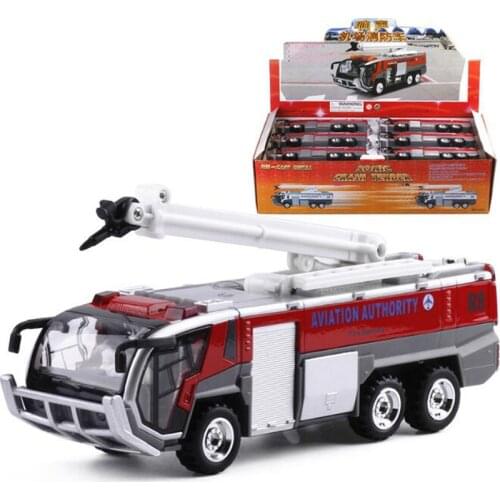1/32 Alloy Metal Aviation Authority Service Airport Fire Truck Airport Scene Pull back Model Diecast Model Vehicle Toy gift show