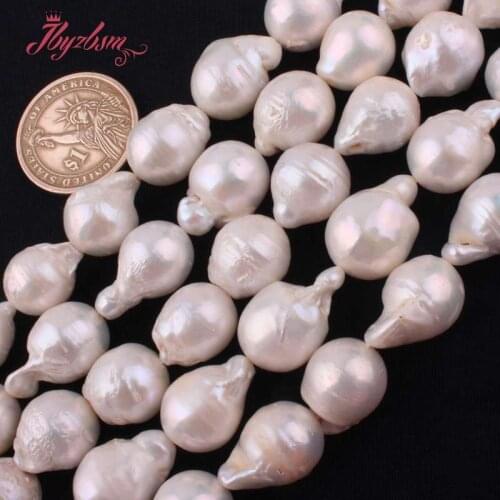 14x18mm Big Large Nearround White Freshwater Edsion Pearl Natural Stone Beads For DIY Necklace Jewelry Making 15" Free Shipping