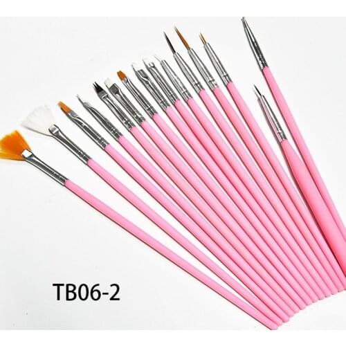 15pcs/set Nail Art Brush Kit White/pink Uv Gel Carving Pen for Liquid Powder Diy Nail Drawing Manicure Tools TB06