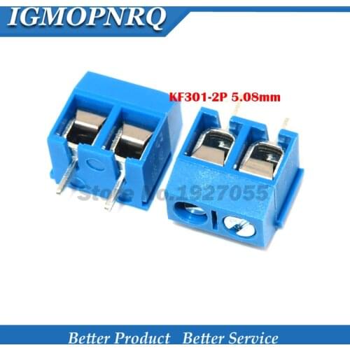 20PCS PCB Terminal KF301-2P 5.08mm KF301 2 Pin Blue Connect PCB Terminal Screw Terminal Connector Splice connector