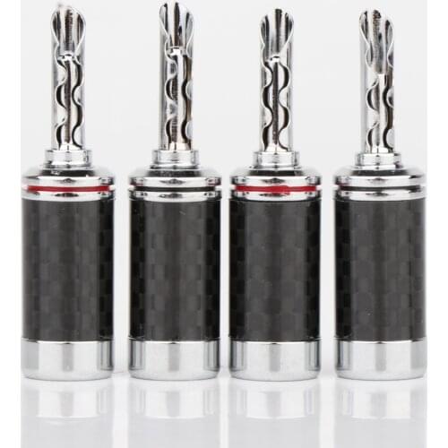 Preffair BA1406 Rhodium Plated Banana BFA Banana High Quality Carbon Fiber Rhodium Plated Speaker Cable Plug 4PCS