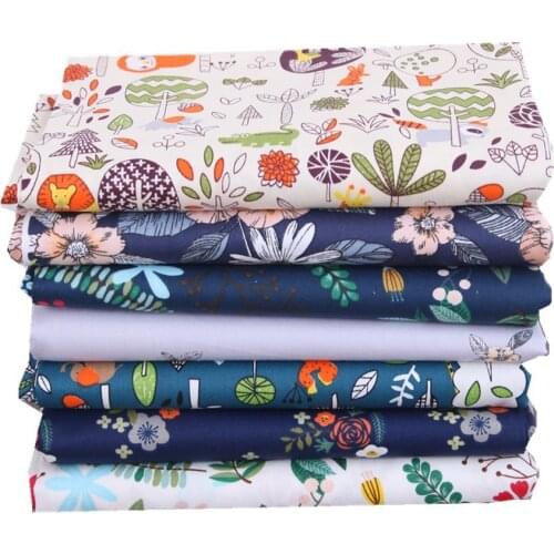 7 Sheet Muti sizes Apparel Fabric Cartoon Print Cloth Material Cotton DIY Handmade Patchwork Sewing Supplies-Plants Series