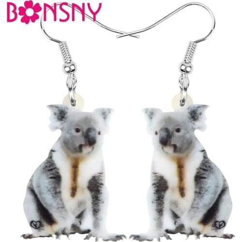 Bonsny Acrylic Australia Koala Earrings Animal Drop Dangle Jewelry For Women Girls Teens Children Decorations Gift Hot Sale Bulk