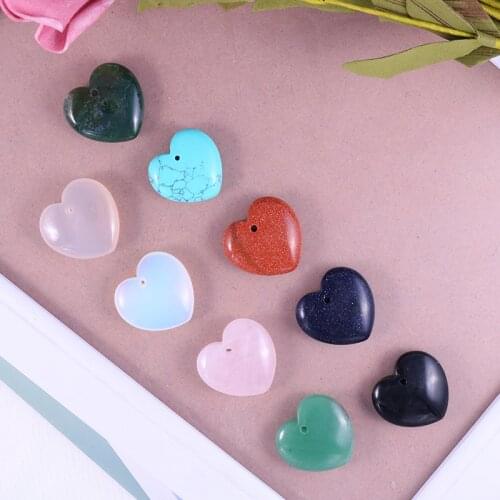 30Pcs 25mm Heart Pendant Accessories Crystal Beads Hole Women Diy Natural Stones For Jewelry Making