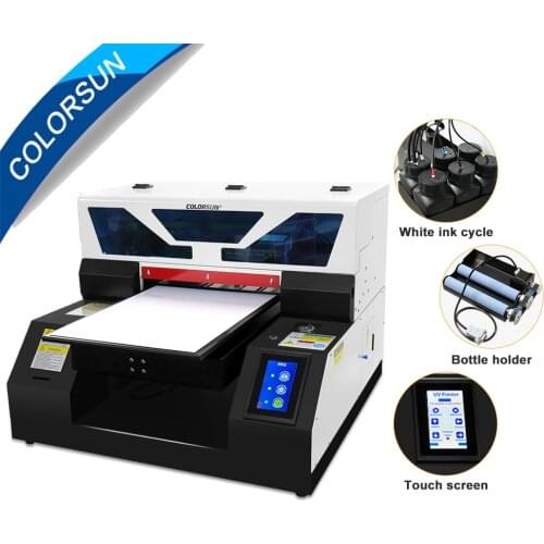 Colorsun automatic A4 UV printer L800 for Phone case metal glass wood cylinder A4 UV flatbed printer with white ink cycle