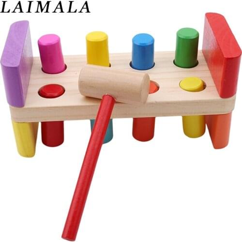Wooden Pounding Bench With Hammer Kids Preschool Toys Multifunctional Tool Maintenance Box Baby Nut Combination Noise Maker
