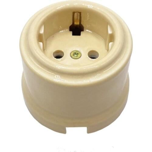 European Standard Ceramic Pop Socket Flame Retardant And Smooth Wall Power Electrical Sockets EU Outlet