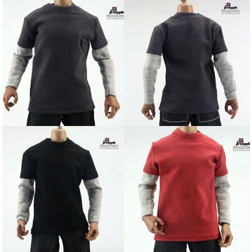 1/6 soldier long-sleeved T-shirt fake two pieces stitching clothes model three-color optional real people can not wear
