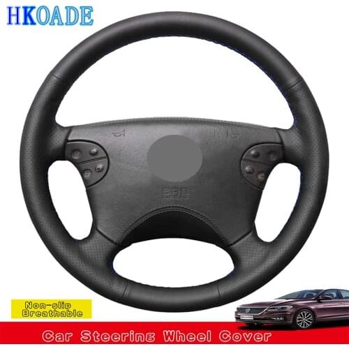 DIY Hand-stitched Black High Soft Artificial Leather Car Steering Wheel Cover for Mercedes-Benz W210 E-Class E320 2002 2001 2000