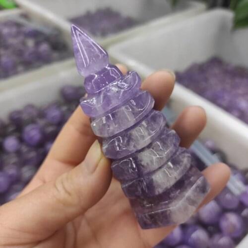 8-9cm beautiful natural amethyst quartz crystal Wenchang tower as gift for home decor